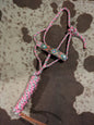 Pink and silver mule Tape halter