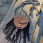Hand-Tooled Leather Fringe Crossbody Bag - Tan & Black
