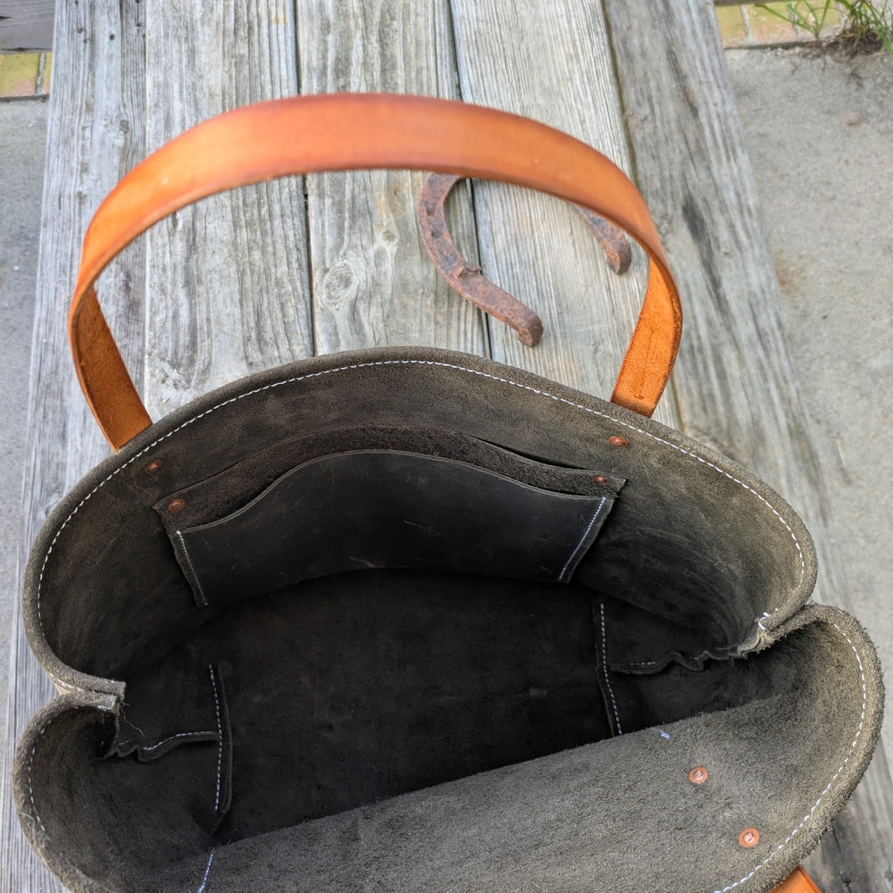 Leather Tote Bag with Tan Handles and Tassels