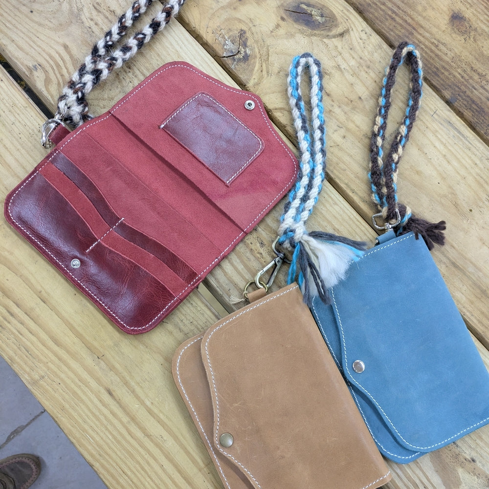 Suede Wristlet Trio - Red, Blue & Tan