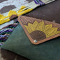 Handcrafted Teal Suede Sunflower Fringe Crossbody Bag