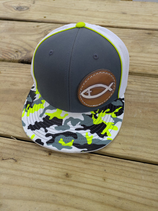 Classic Leather Patch Hat - Gray Flex Fit Hat