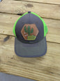 Classic Leather Patch Hat - Gray and Neon Green
